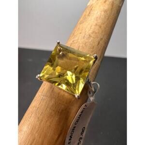 NEW Princess cut lemon quartz sterling silver ring size 7